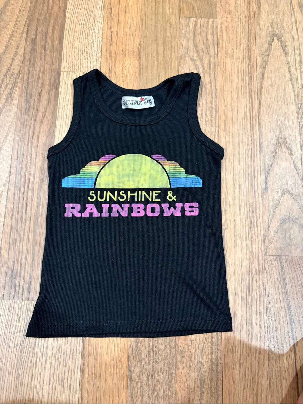 Denny’s Hannah Sky toddler girl sunshine and rainbows tank top